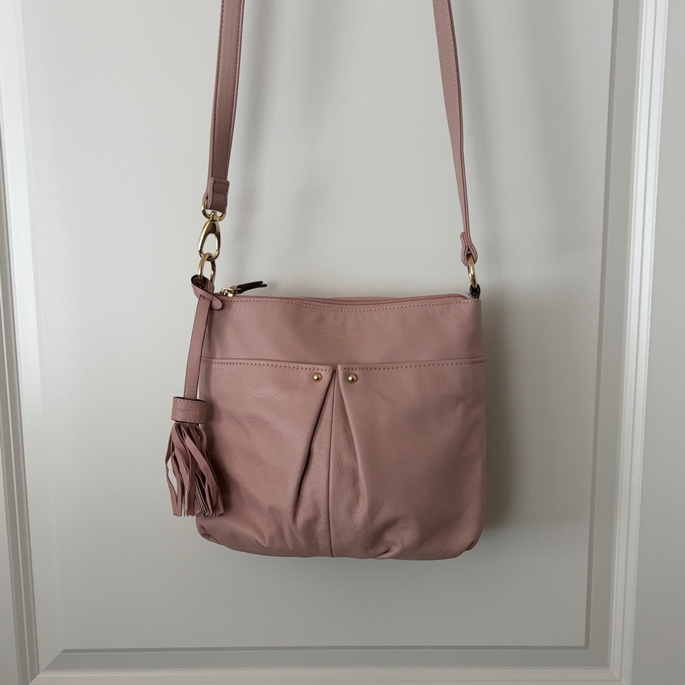 Pink Leather Crossbody Bag